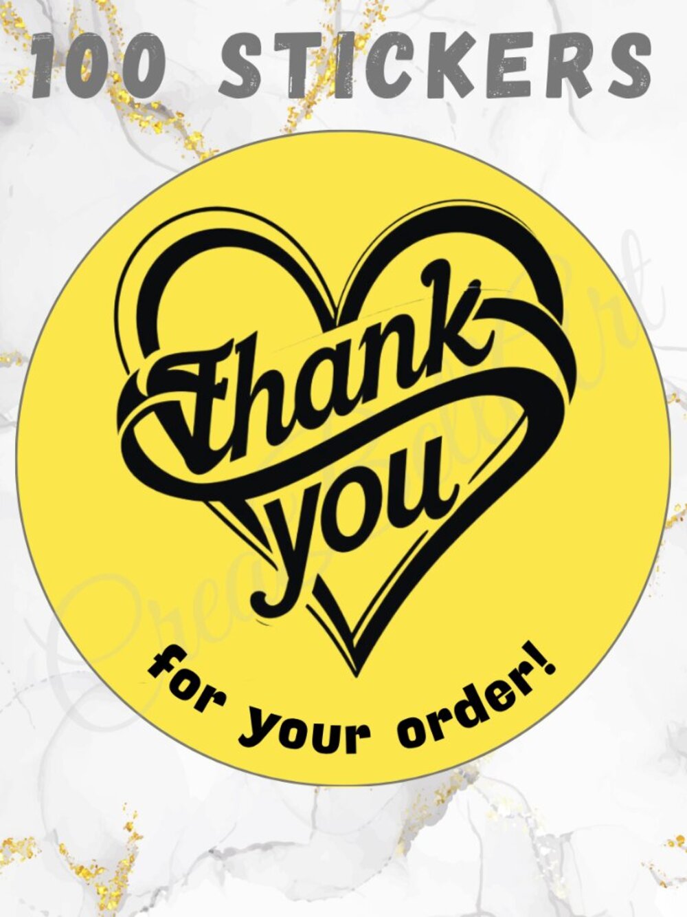 100 Hearts Thank you Stickers Thermal Stickers 2 Inch